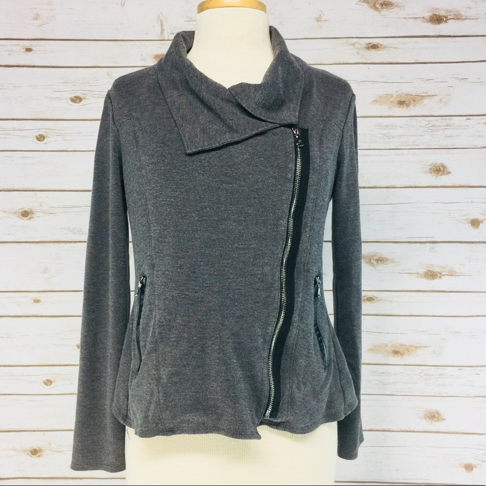 Kenneth Cole Asymmetric Zip Heavy Jersey Jacket M